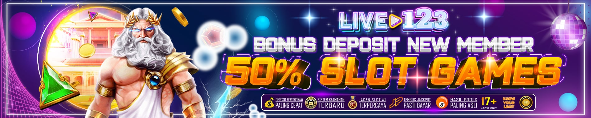 LIVE123 BONUS DEPOSIT 50% NEW MEMBER